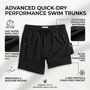 <span class=keywords><strong>Pantaloncini</strong></span> da bagno da <span class=keywords><strong>uomo</strong></span> neri personalizzabili <span class=keywords><strong>con</strong></span> logo, 2-<span class=keywords><strong>in</strong></span>-1, <span class=keywords><strong>vita</strong></span> elastica, ad asciugatura rapida, <span class=keywords><strong>con</strong></span> fodera anti-sfregamento e tasca - Product Image 3