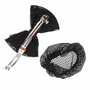 Couverture de chignon <span class=keywords><strong>filet</strong></span> Snood <span class=keywords><strong>filet</strong></span> à <span class=keywords><strong>cheveux</strong></span> nœud papillon décor femmes perles pince à <span class=keywords><strong>cheveux</strong></span> nœud dentelle fleur cristal - Product Image 5