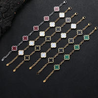 Bracelet en argent sterling 925 plaqué or Cleef, motif trèfle à quatre feuilles porte-bonheur, bijou cadeau Plata 925