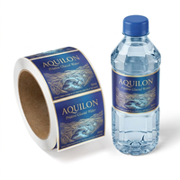 Étiquette autocollante imperméable personnalisée en BOPP métallisé pour emballage de bouteilles de boissons, jus, eau minérale et verre