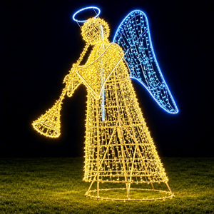 Ange lumineux de Noël pour l'extérieur, idéal pour les centres commerciaux, parcs à thème, places de ville, hôtels et décorations de fêtes commerciales - Product Image 1