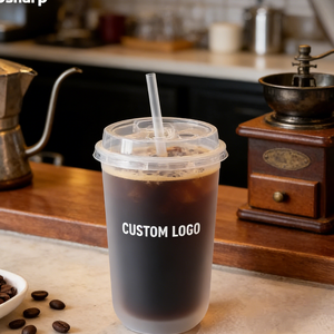 แก้วกาแฟพลาสติกฝ้าแบบกำหนดเองขายส่งพร้อมฝาปิด ขนาดใหญ่ สำหรับร้านกาแฟ - Product Image 4