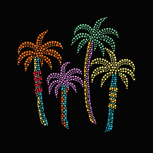 Diseño de Transferencia Térmica con Pedrería Personalizada, Motivo de Palmera para Camisetas, Decoración Brillante para Vacaciones de Verano - Product Image 1