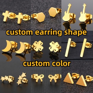 Wholesale Fine Jewelry Earrings Women Custom Shape Flower <b>Stud</b> Earring Gold Plated Stainless Steel Earrings - Product Image 4