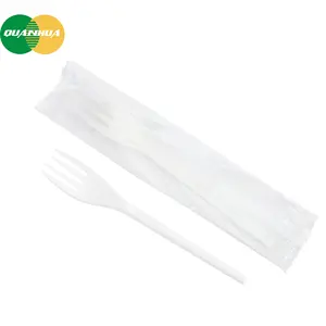 Biodegradable Cutlery Set Individually Wrapped Cornstarch Fork Biodegradable Compostable CPLA Disposable Cutlery Set