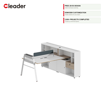 Table de bureau moderne pour 4 personnes avec cloison, banc à pieds en A en cuivre, poste de travail, plateau blanc, armoire à roulettes, OEM ODM