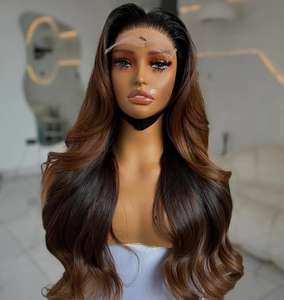 Ombre สีน้ำตาลเข้ม13x4วิกผมดิบแท้แบบบราซิลเลียนทำจากลูกไม้ด้านหน้าวิกผมยาวแบบลอนแบบหลวมสำหรับผู้หญิง - Product Image 1