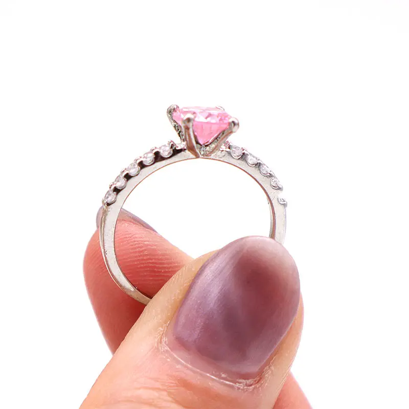 2023 ródio luxo rosa redonda cubic zircon pequeno CZ anel de casamento para as mulheres