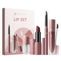 Coffret cadeau maquillage lèvres 4 en 1 : crayon à lèvres, rouge à lèvres mat, rouge à lèvres liquide, huile à lèvres, 8 teintes, coffret cadeau cosmétique pour les lèvres, Brillo Labial