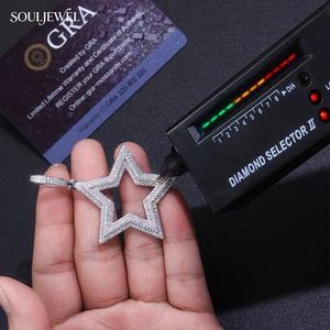 จี้รูปดาวฮิปฮอป Souljewel ชุบโรเดียม เงินแท้ S925 ดีไซน์เจาะรูสามแถว สำหรับผู้หญิงและผู้ชาย เครื่องประดับแฟชั่นวิบวับสำหรับงานปาร์ตี้ - Product Image 4