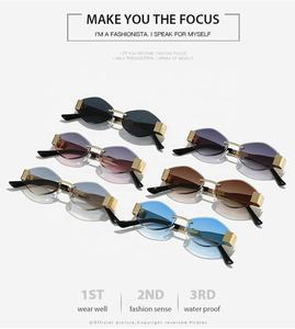 ワイドアーム卸売カスタムロゴレトロ金属フレームリムレスファッションスタイルサングラス<span class=keywords><strong>2025</strong></span>女性男性 - Product Image 4