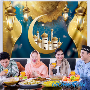 Fabrika toptan 110*180cm arka plan afiş ramazan dekorasyon duvar asılı Eid Mubarak dekoratif goblen - Product Image 6