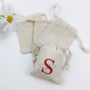 Customizable Logo Organic Cotton Drawstring <b>Bags</b> for Coffee Beans White Recyclable Washed Friendly Pouches for Shopping Packing - Product Image 4