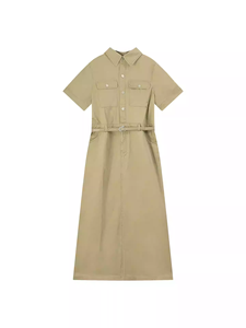 <span class=keywords><strong>Vestido</strong></span> overol de mezclilla de manga corta para <span class=keywords><strong>mujer</strong></span> con cuello para principios de otoño; <span class=keywords><strong>vestido</strong></span> holgado y adelgazante de línea A estilo coreano - Product Image 4