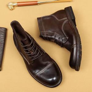 Botas de Tobillo Originales de Alta Calidad para <span class=keywords><strong>Hombre</strong></span>, Estilo Británico de Moda, Lavadas, Retro, Hechas a Mano con Suela Goodyear, Botas de Trabajo - Product Image 4