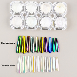 Pigmento Brilhante para Unhas Metálico Aurora Luar Branco Claro Pérola Pó de Unha Cromado - Product Image 5