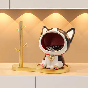 งานหัตถกรรมเรซินสุดสร้างสรรค์แปลกกุญแจประตูแมวของตกแต่งทางเข้าบ้านน่ารักสำหรับห้องนั่งเล่นชั้นวางของในบ้าน - Product Image 5