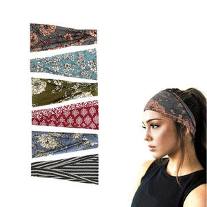 Harga grosir pabrik percetakan kualitas tinggi warna tipis peregangan bandana yoga olahraga ikat kepala kustom sweatband untuk wanita pria - Product Image 5