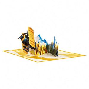 Carte de vœux 3D pop-up en forme d'avion - Carte d'anniversaire créative faite à la main, cadeau pour la fête des pères, modèle volant unique en papier pour papa - Product Image 4