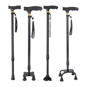 Canne de marche unique en acier inoxydable, télescopique, pliable, à quatre pieds, antidérapante, légère, pour personnes âgées, aide à la mobilité - Product Image 5