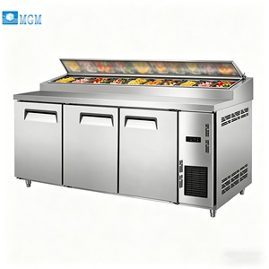 <span class=keywords><strong>Table</strong></span> de préparation réfrigérée en acier inoxydable pour salades et pizzas, comptoir de préparation alimentaire pour usage en cuisine d'hôtel - Product Image 1