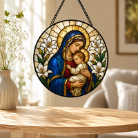 Attrape-soleil décoratif en verre teinté personnalisé Jésus marchant sur les vagues, durable, pour vitrine religieuse