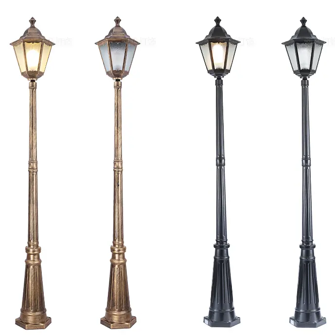 Aluminum Street Lighting Pole Solar Antique Lamp Post Outdoor Garden Decorative Light Pole