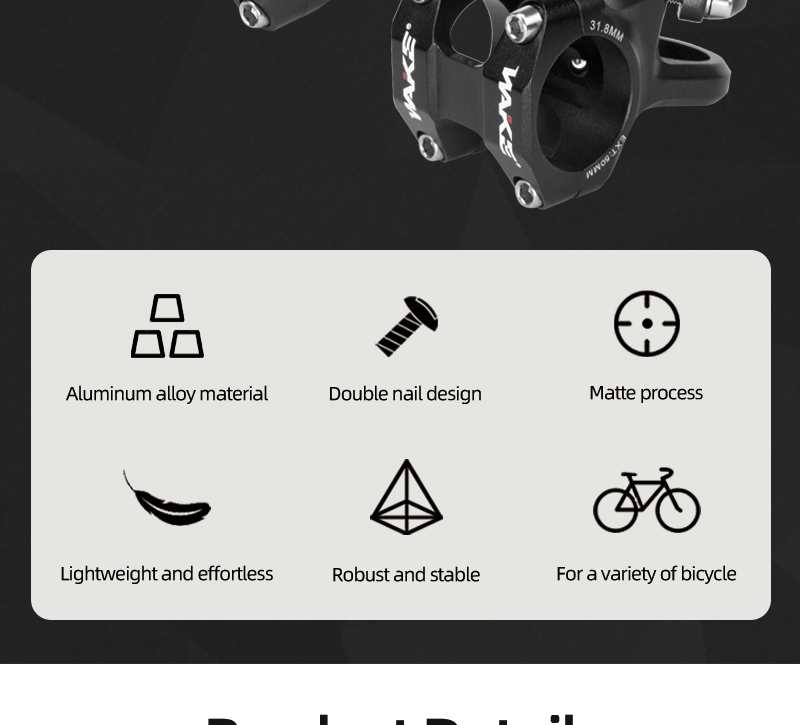 WAKE Stelo Manubrio Bici 31,8 Mm – Angolo 35° Lunghezza 60 Mm – MTB E Corsa In Alluminio