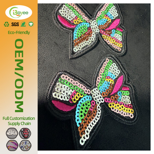 Highly Saturated <b>Rainbow</b> <b>Sequin</b> Embroidery Multi-Color Combination Bowknot Custom Embroidered Label for Bag and Hat - Product Image 1