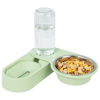 Ensemble de gamelles pliables en acier inoxydable et plastique pour chat et chien, distributeur automatique rotatif double, abreuvoir portable multifonctionnel, fournitures pour animaux de compagnie d'intérieur
