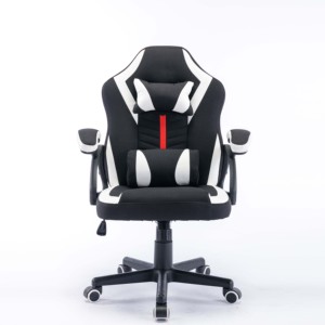 <span class=keywords><strong>Fauteuil</strong></span> d'ordinateur PC en tissu <span class=keywords><strong>noir</strong></span> à dossier moyen de style course <span class=keywords><strong>Fauteuil</strong></span> de jeu de bureau pivotant Petit - Product Image 1