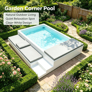 H188 Large One Piece FRP Corner Swimming <b>Pool</b> <b>For</b> Residential Courtyard Outdoor <b>Garden</b> Fiberglass Spa With Built In Relax bench - Product Image 6