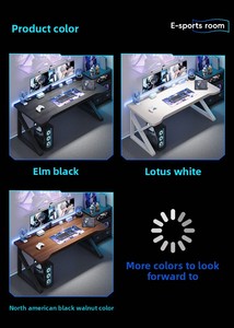 Metall-Computertisch Heim-Gaming-Tisch Stuhl-Set Holzoberfläche Einfache Montage Minimalistisch Modern Schlafzimmer Büro Schreibtisch Vermietung - Product Image 3