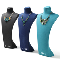Présentoir à bijoux de luxe en microfibre grande taille DIGU, vitrine de magasin de bijoux, buste incurvé surdimensionné pour colliers
