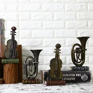 Creatieve Hars Ambachten Doen Oude Viool Tuba Muziekinstrument Ornament Retro Cafe En Bar Decoratie