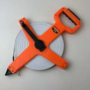 Pita Ukur Fiberglass 100M, Bingkai Genggam, Tahan Lama, Dapat Ditarik Ulang, Alat Pengukur Jarak Jauh dengan Bilah Baja Karbon - Product Image 5