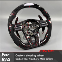 Volant de direction personnalisé pour Kia Forte Stinger GT, style sport, en daim noir, fibre de carbone forgée rouge, avec LED intelligentes