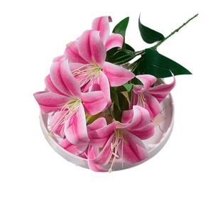 Flores Artificiales de Lirio, 7 Flores, 2 Capullos, Altas y Pequeñas, de Seda Reutilizable, Decoraciones para Bodas - Product Image 5