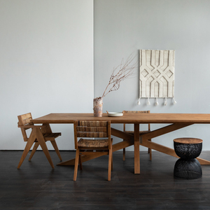 Mesa de Comedor Rectangular Larga de Madera Maciza de Teca Antigua Importada MountainLiving, Estilo Artístico del Norte de Europa XO980013 para Sala de Estar - Product Image 4