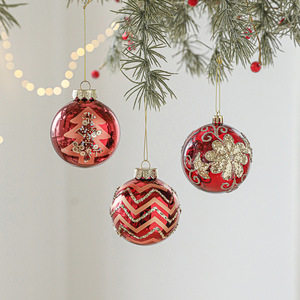 Luxury Christmas Ball <b>Red</b> and Gold <b>Glitter</b> Ball Ornaments Christmas Decorations Hand Painted Shatterproof Christmas Baubles - Product Image 3