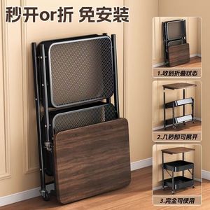 Étagère de rangement pliable en métal à trois niveaux, chariot compact <span class=keywords><strong>pour</strong></span> collations de <span class=keywords><strong>cuisine</strong></span>, pas d'assemblage requis, étagère de rangement mobile - Product Image 4