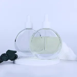 Wholesale 50ml Flat Round Unique Glass Dropper Bottle For Hair Oil