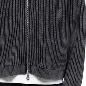 Wholesale Custom Chunky Wool Blend 2x2 Ribbed Cropped Zip-up <strong>Turtleneck</strong> <strong>Men</strong> Knit Cardigan Drop Shoulder High-End <strong>Sweater</strong> OEM - Product Image 3