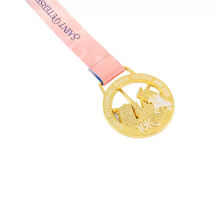 Custom Saint Petersburg White Nichts 10K Running Race Award Metal Marathon Medal