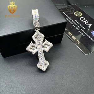Pendentif <span class=keywords><strong>en</strong></span> argent sterling S925 tendance, motif <span class=keywords><strong>épée</strong></span> et croix, serti de moissanite VVS, style hip-hop, prix de gros, prêt à expédier, faible MOQ - Product Image 2