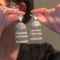 Pendientes de mujer estilo étnico exótico con diseño de campanilla y jaula de pájaros, con perlas y borlas, estilo palaciego exagerado, tridimensional, elegante y ligero.