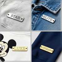 Étiquette de logo en métal gravée au laser en 3D en relief pour les vêtements en jean avec un design de marque personnalisé, écologique, lavable, autocollante