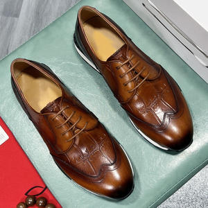 Scarpe da Uomo Fatte a Mano di Alta Qualità in Vera Pelle di Vitello con Logo Personalizzato, Articoli di Lusso Traspiranti in Stile <span class=keywords><strong>Casual</strong></span> alla Moda - Product Image 2