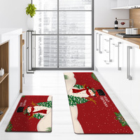 Tapis de cuisine transfrontalier de Noël en PVC épaissi, anti-poussière, antidérapant, épaisseur 0,8 cm, décoration festive pour entrée