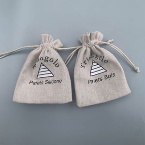 Recyclable Cotton Linen Drawstring Pouch CMYK Color OEM Customizable Wedding Favor <b>Packaging</b> <b>Bag</b> for Candles Silk Screen Printed - Product Image 1